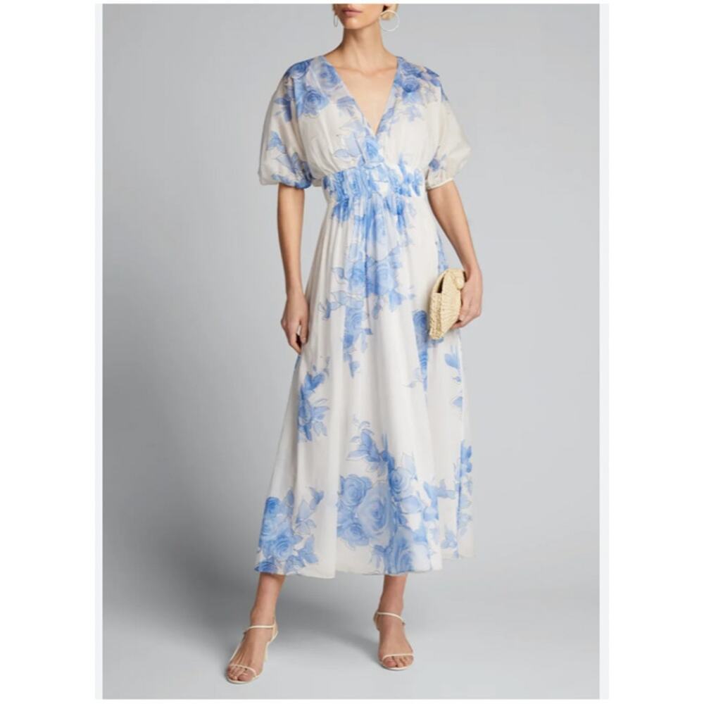 LELA ROSE Rose Drawn Voile Blouson Dress Cotton Size 8